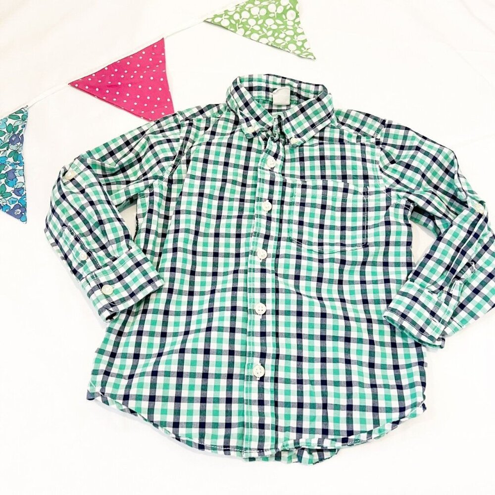 Gap Green Plaid Button Down Shirt Size 4